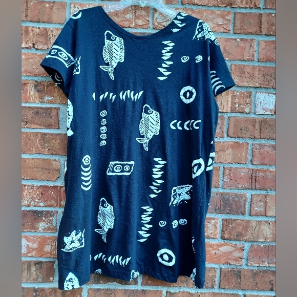 BLUE SHARK Fish Print Shift Tunic Dress EUC - Picture 10 of 12